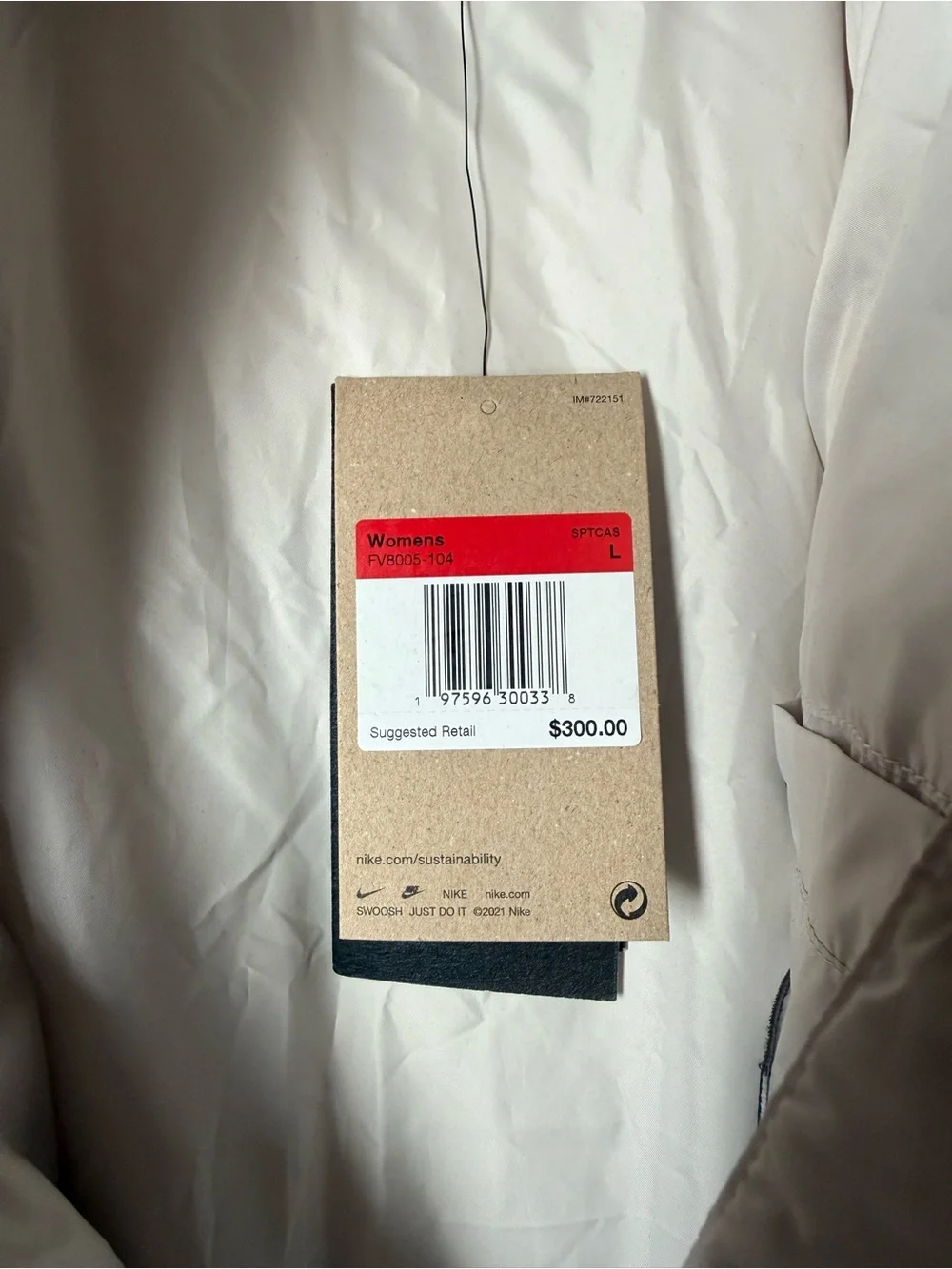 Nike Thermafit Puffer Jacket - Light Beige Faux Fur